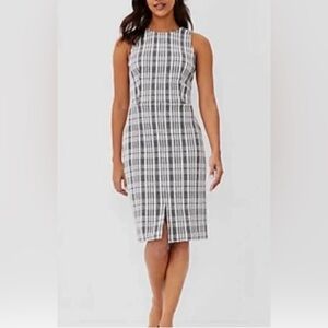 Ann Taylor Sleeveless Plaid Sheath Dress